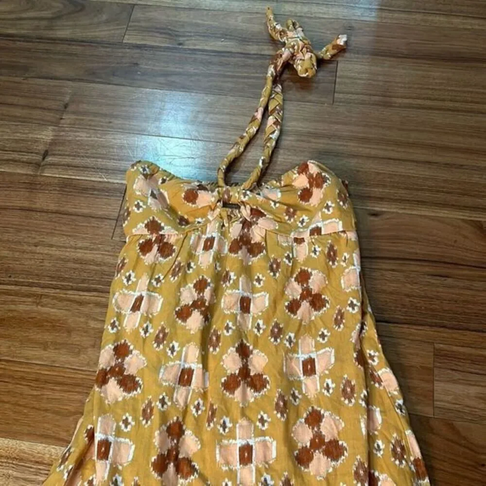 Aerie halter linen‎ blend maxi dress long flowy retro boho summer beach dress